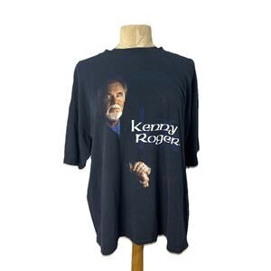 Vintage Y2K 00s Kenny Rogers Black T-shirt Size XL Country Music